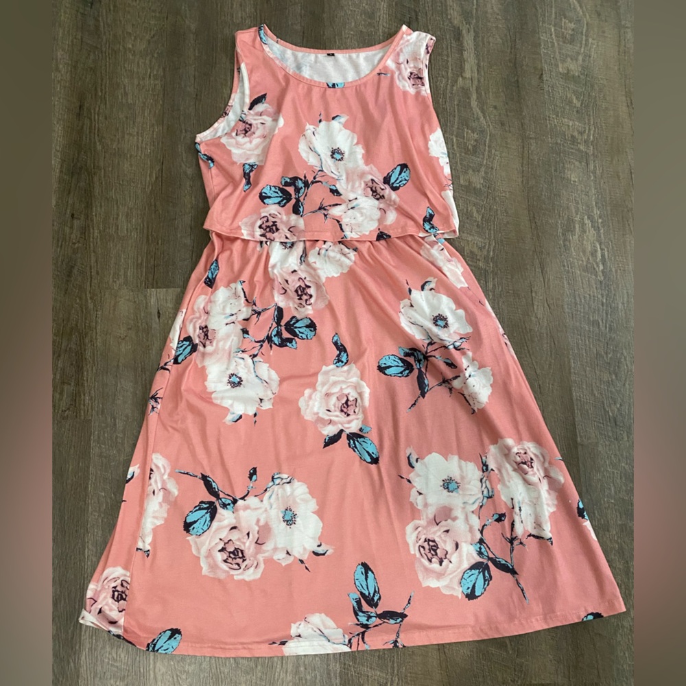 Floral maternity/ nursing/ breastfeeding midi dress